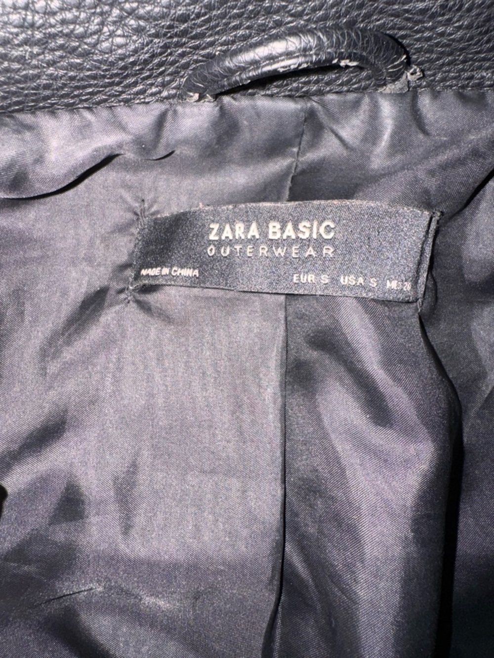 ZARA Basic Faux Leather Moto Jacket Black Belted Biker Style - Picture 12 of 12